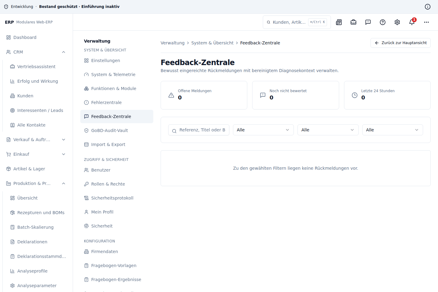 Administrative Feedback-Zentrale mit Triage