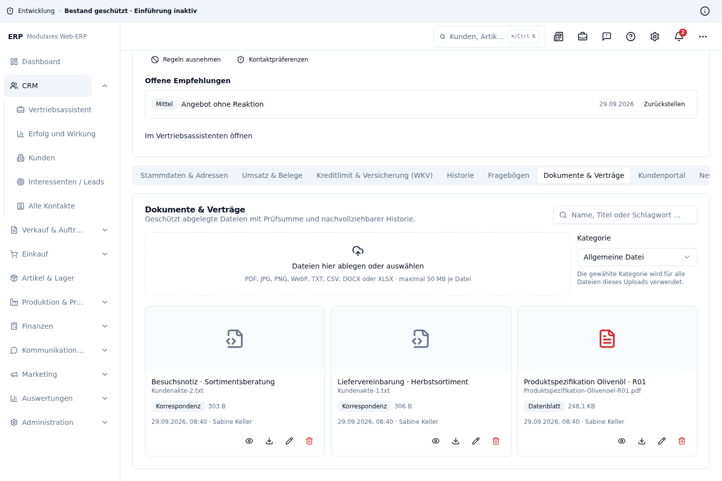 Digitale Partnerakte mit Dokumenten