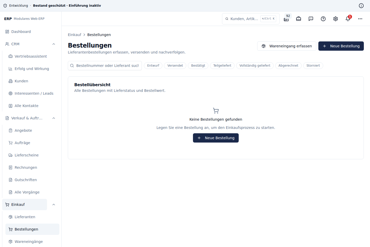 Einkaufsbestellungen im ERP