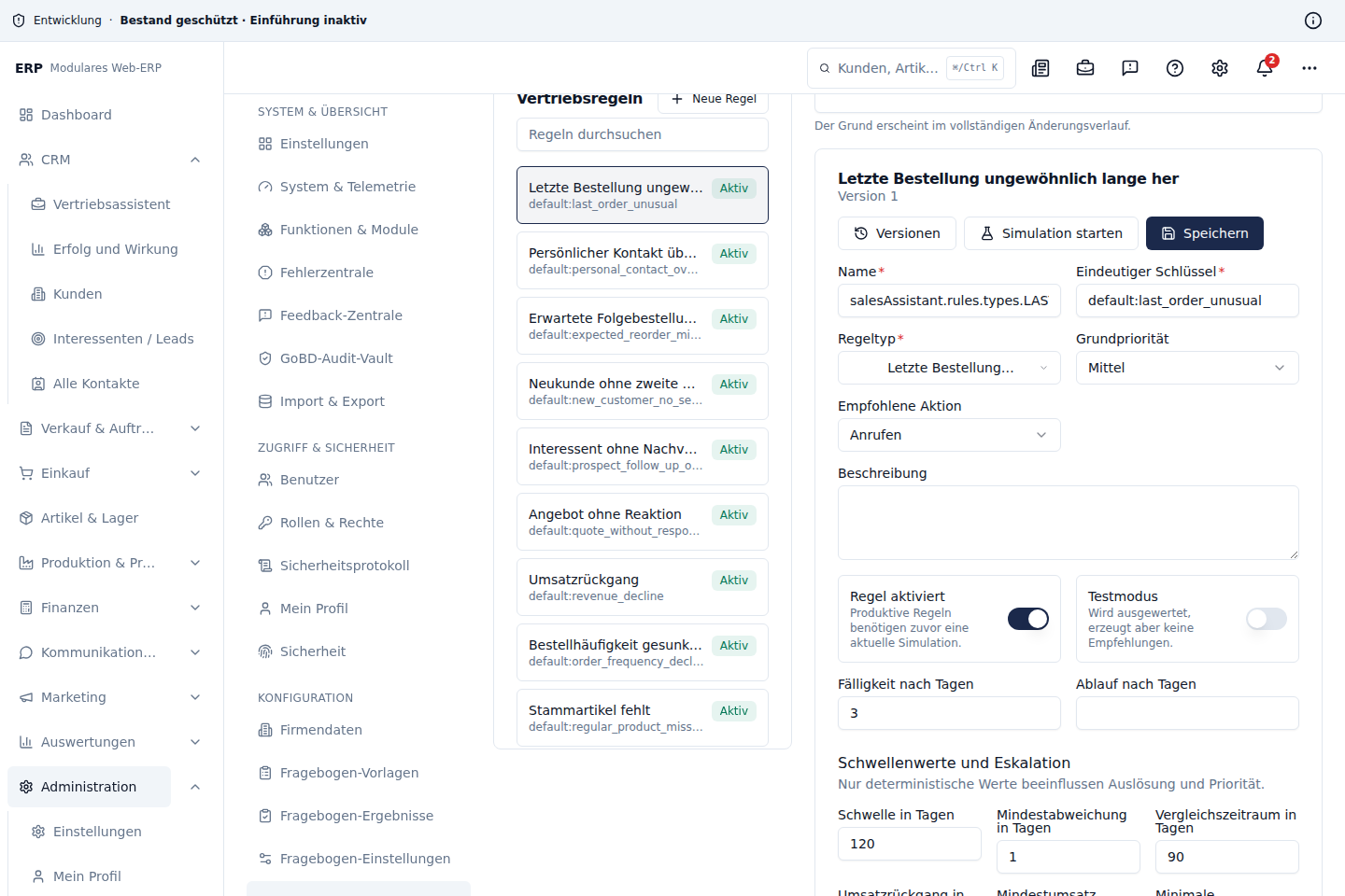 Vertriebsregeln mit Simulation