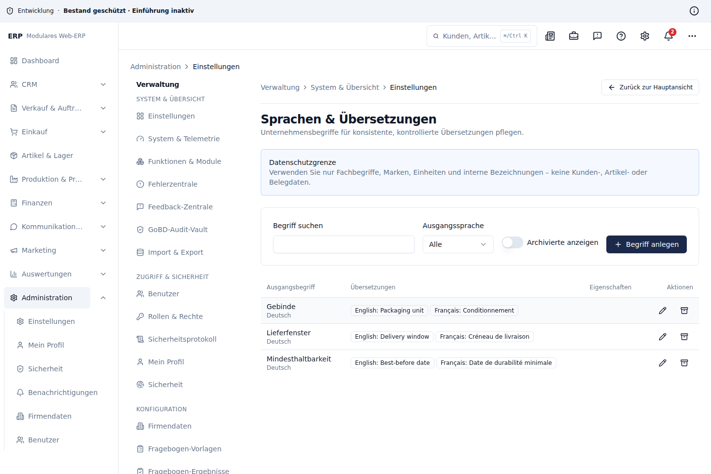 Unternehmenseigenes Übersetzungsglossar