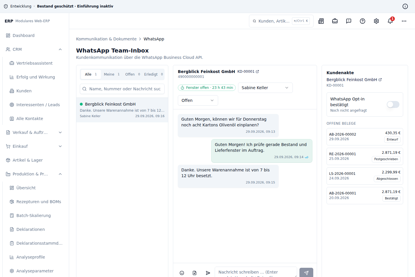 WhatsApp Business Team-Inbox